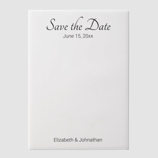 Save the Date Schwarz-Weiß-Hochzeit Pergament Einladungen (Vorderseite)