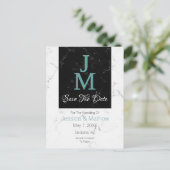 Save the Date, Schwarz-Weiß-Monogramm, DIY Ankündigungspostkarte (Stehend Vorderseite)