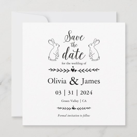 Save the Date Schwarz-Weiß-Osterhochzeit (Vorderseite)