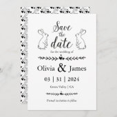 Save the Date Schwarz-Weiß-Osterhochzeit Einladung (Vorne/Hinten)