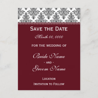 Save the Date - Schwarz & Weiß & Wein Ankündigungspostkarte