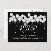 Save the Date Schwarz-weiße Ballons Alle Teilnehme Ankündigungspostkarte (Vorne/Hinten)