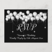 Save the Date Schwarz-weiße Ballons Alle Teilnehme Ankündigungspostkarte (Vorderseite)