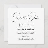 Save the Date Schwarz-weiße Einladung zur Hochzeit (Vorderseite)
