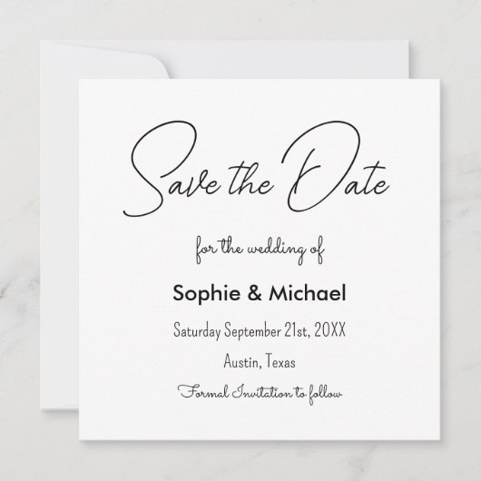 Save the Date Schwarz-weiße Einladung zur Hochzeit (Vorderseite)