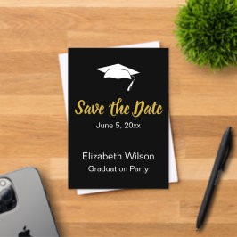 Save the Date Schwarz-weiße Gold Graduation Party Acryleinladungen