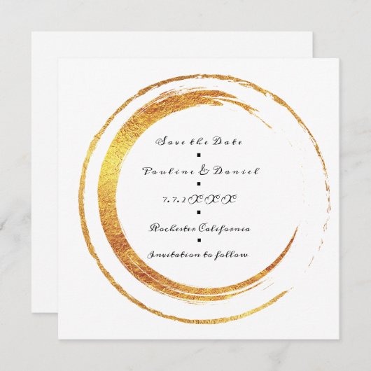 Save the Date Schwarz-weiße Goldene Kreise (Vorne/Hinten)