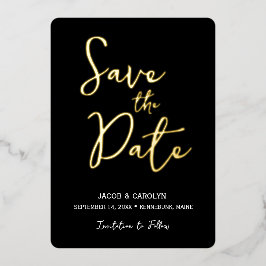 Save the Date Schwarz-weiße Goldhochzeit Folieneinladung