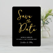 Save the Date Schwarz-weiße Goldhochzeit Folieneinladung (Stehend vorne)