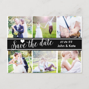 SAVE THE DATE Schwarz-weiße Hochzeit 6 FOTO Postka Ankündigungspostkarte
