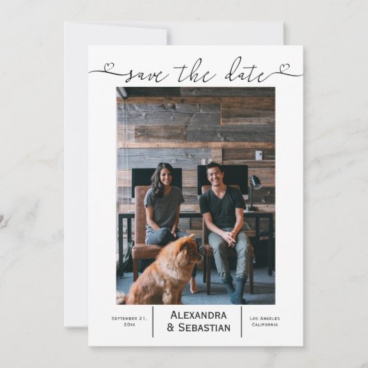 Save the Date Schwarz-weiße Hochzeit Personalisier (Vorderseite)