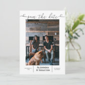 Save the Date Schwarz-weiße Hochzeit Personalisier (Stehend Vorderseite)