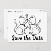 Save the Date Schwarz-weiße Hochzeitskatzen Verlob Postkarte (Vorne/Hinten)