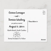 Save the Date Schwarz-weiße Hochzeitskatzen Verlob Postkarte (Rückseite)