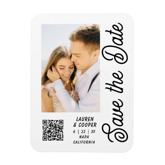 Save the Date Schwarz-weiße moderne Hochzeit Magnet (Vertikal)