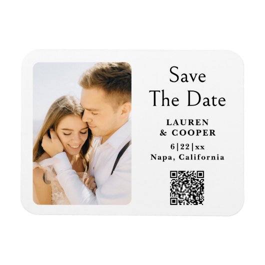 Save the Date Schwarz-weiße moderne Hochzeit Magnet (Horizontal)