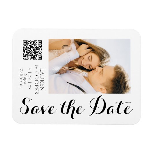 Save the Date Schwarz-weiße moderne Hochzeit Magnet (Horizontal)