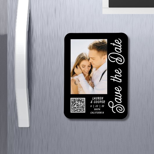 Save the Date Schwarz-weiße moderne Hochzeit Magnet