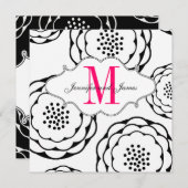 Save the Date Schwarz-weiße Rosa Einladung zur Hoc (Vorne/Hinten)