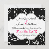 Save the Date Schwarz-weiße Rosa Einladung zur Hoc (Rückseite)