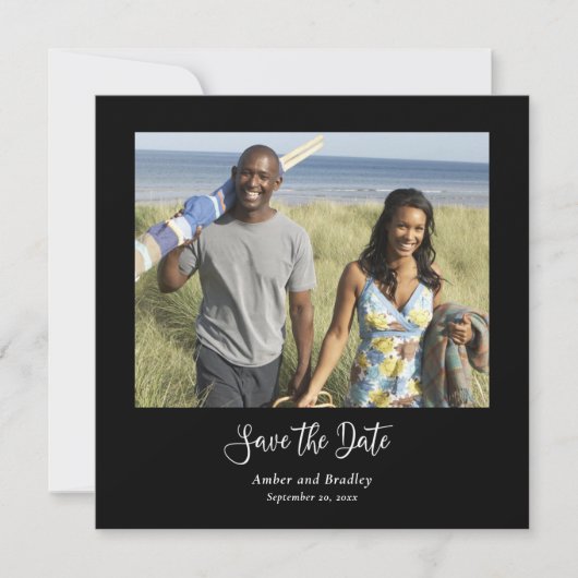 Save the Date Schwarz-weißer QR-Code für klassisch Einladung (Vorderseite)