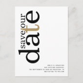 Save the Date Schwarz-weißer QR-Code für Minimalis Postkarte (Vorderseite)