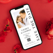 Save the Date Schwarz-weißer QR Code Moderne Hochz