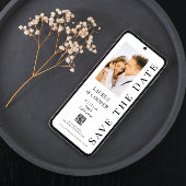 Save the Date Schwarz-weißer QR Code Moderne Hochz