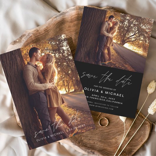 Save the Date Schwarz-weißes Hochzeitsszenario Flyer