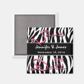 Save the Date Schwarz-weißes Rosa Zebra Print Magnet (Vorderseite/Rückseite)