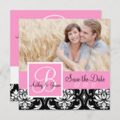 Save the Date Schwarze Damaskus Monogram-Namen ros (Vorne/Hinten)