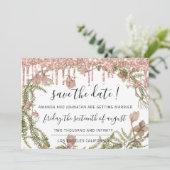 Save the Date Schwarze Rose Blumenwaldland Tropfen (Stehend Vorderseite)