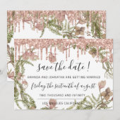 Save the Date Schwarze Rose Blumenwaldland Tropfen (Vorne/Hinten)