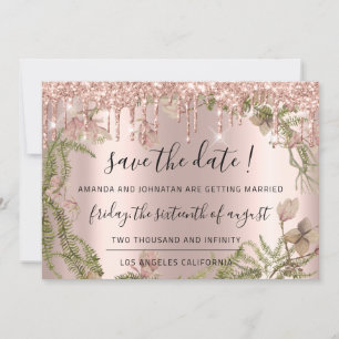 Save The Date Schwarze Rose Florale Wald-Drips