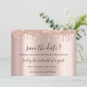 Save The Date Schwarze Rose Glitter Funkelnde Trop (Stehend Vorderseite)