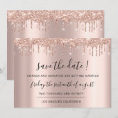 Save The Date Schwarze Rose Glitter Funkelnde Trop (Vorne/Hinten)