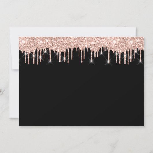 Save the Date Schwarze Rose Glitzer Park Tropfen (Rückseite)