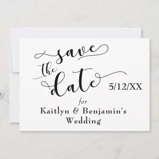 "Save the Date" Schwarze Typografie mit "Liebe" au Save The Date (Vorderseite)