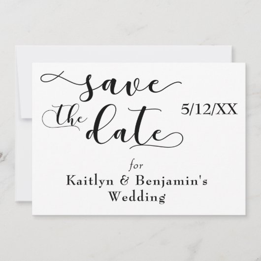 "Save the Date" Schwarze Typografie mit "Liebe" au Save The Date (Vorderseite)
