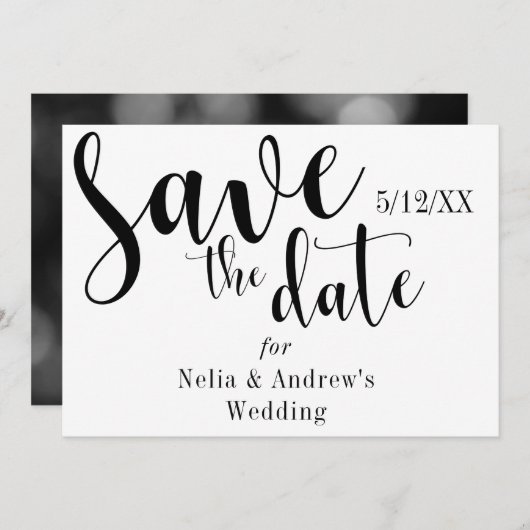 "Save the Date" Schwarze Typografie Moderner Schri Save The Date (Vorne/Hinten)