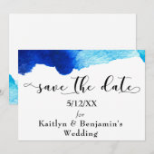 "Save the Date" Schwarze Typografie und blaue Wass Save The Date (Vorne/Hinten)