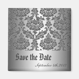 Save the Date, schwarzer Damast Magnet
