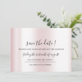 Save the Date Schwarzer Minimalismus Pink Pastell (Stehend Vorderseite)