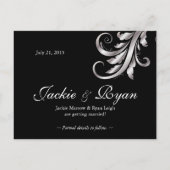 Save the Date schwarzer Silberleaf auf Postkarte (Rückseite)