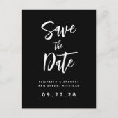 Save the Date schwarzer und weißer QR-Code Ankündigungspostkarte (Vorderseite)