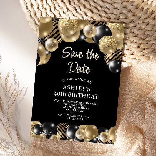 Save the Date Schwarzes Gold 40. Geburtstag Einladung