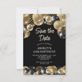 Save the Date Schwarzes Gold 40. Geburtstag Einladung (Vorderseite)