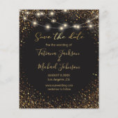 Save the Date Schwarzes Gold Glitzern Lichter Hoch Flyer (Vorne)