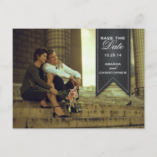 Save the Date Schwarzweiß-Banner-Postkarte Ankündigungspostkarte