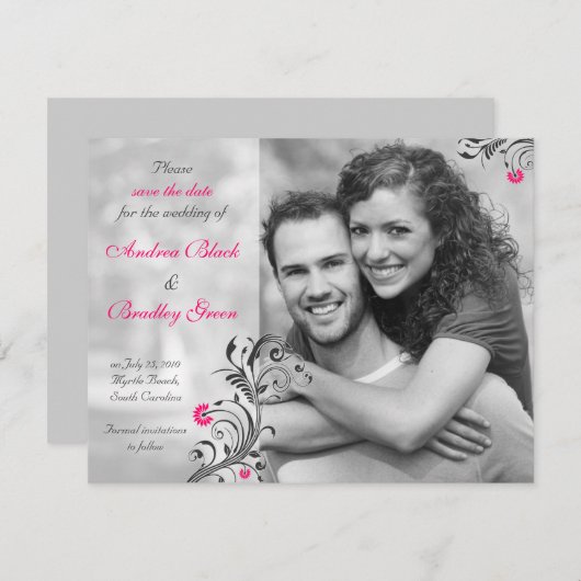 Save the Date Schwarzweiß-Foto-Karte (Vorne/Hinten)